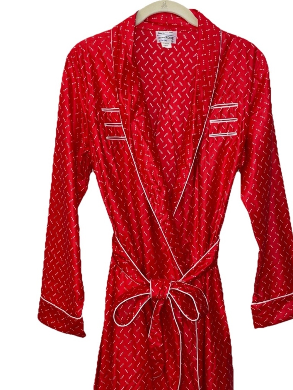 Vintage Deadstock JC Penney Women’s Robe Medium NWT Red / White Piped Trim Maxi